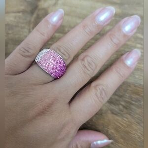 Pink Ombre Crystal Statement Ring, Pave Set - JCM Jacmel Jewelry Inc.